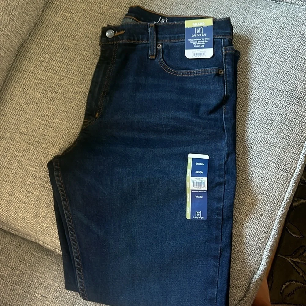 George Men's Dark Wash relaxed straight leg denim jean